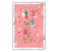 IC&G Sister Birthday Card - Elegant Floral & Gift Design - Embossed Foil Finish - Happy Birthday Card to a Great Sister - For Her