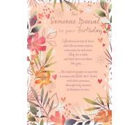 IC&G Someone Special Birthday Card - Happy Birthday Card with Sentimental Poem and Floral Border Design with Foil Details - Birthday Card for Women