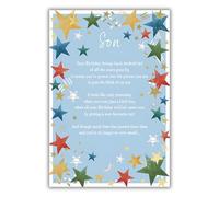 IC&G Son Birthday Card - Happy Birthday Card with Sentimental Poem and Star Border Design and a Foil Finish - Birthday Card for Men or Boys