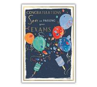 IC&G Son Congratulations on Passing your Exams Card - Colourful Balloons & Confetti Design - Congratulations Card for Him - Embossed Foil Finish