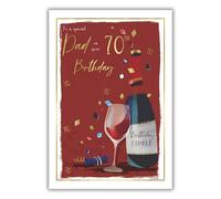 IC&G Special Dad 70th Birthday Card - Happy Birthday Card Age 70 with Contemporary 'Birthday Tipple' Wine Design and an Embossed Foil Finish - Birthday Card for Men