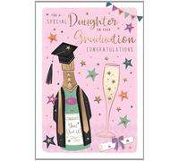 IC&G Special Daughter Graduation Congratulations Card - Champagne and Stars Design with Embossed Foil Details - Graduation Card for Women