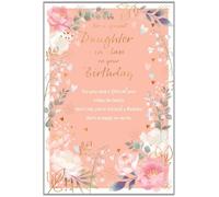 IC&G Special Daughter In Law Birthday Card - Happy Birthday Card with Sentimental Poem and Floral Border Design with a Foil Finish - Birthday Card for Women