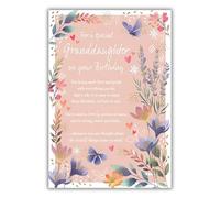 IC&G Special Granddaughter Birthday Card - Happy Birthday Card with Sentimental Poem and Floral Butterfly Border Design and a Foil Finish - Birthday Card for Women