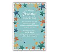 IC&G Special Grandson Birthday Card - Happy Birthday Card with Sentimental Poem and Star Border Design and a Foil Finish - Birthday Card for Men or Boys