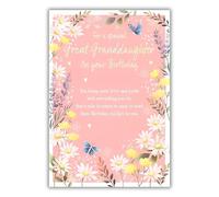 IC&G Special Great Granddaughter Birthday Card - Happy Birthday Card with Sentimental Poem and Floral Butterfly Border Design with Foil Details - Birthday Card for Girls