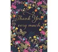 IC&G Thank You Card - Thank You Card with Floral Border and Butterflies Design with Foil Details for Women
