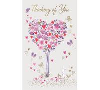 IC&G Thinking of You Card - Beautiful Floral Tree, Hearts & Bunny Rabbit Design - Embossed Foil Details - Premium Comforting Thoughts Greeting Card with Envelope