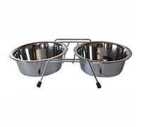 ICA CAD2120 Standard Stainless Steel Double Feeder for Dogs and Cats, Silver, 200 ml