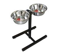 ICA CAR2250 Double Stainless Steel Adjustable Feeder for Dogs, 2 Bowls 25 cm, 2.9 L, Maximum Height 40 cm