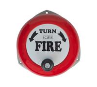 iCan 9-Inch Rotary Hand Fire Alarm Bell - Manual Fire Alarm with Handle - Loud Emergency Evacuation Bell for Schools, Construction Sites, Warehouses - Wall Mounted Fire Safety Bell