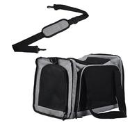 iCan Classic Pet Carrier - Light Grey Canvas Soft-Sided Carrier with Shoulder Strap & Safety Collar Clip - Portable Small Dog & Cat Bag