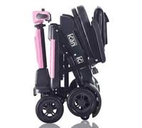 iCan EasyFold X-11 Manual Folding Mobility Scooter - Lightweight 21Kg with Battery, Manual Folding, Long Range, LED Display - Portable Mobility Scooter for Seniors, Class 2, UK Regulated (Pink)