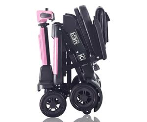 iCan EasyFold X-11 Manual Folding Mobility Scooter - Lightweight 21Kg with Battery, Manual Folding, Long Range, LED Display - Portable Mobility Scooter for Seniors, Class 2, UK Regulated (Pink)