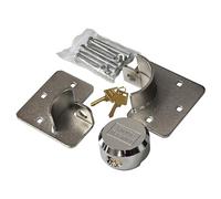 iCAN Heavy Duty Lock, 73 mm Round Shackleless Padlock and Hasp Solution Pack, Silver, Maximum Security, Corrosion Resistant, Suitable for Vans, Sheds, Garages, Container, 2Kg. (1)