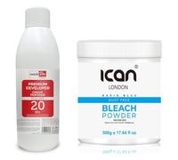 ican London Hair Pro Cream Peroxide 20 Volume, 1L, Blue Powder Bleach, 500g, Professional Hair Bleaching Kit