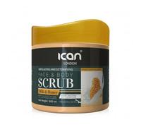 ICan London Milk & Honey Face and Body Scrub, Exfoliating, Detoxifying, 500ml