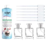 ICAN LONDON Perfume Making Kit with 500ml Base Alcohol, 3 Glass Spray Bottles 30ml, 6 Pipette Droppers 3ml