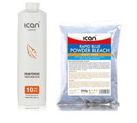 ICAN LONDON PROFESSIONAL CREAM PEROXIDE 10 VOL 3% 1000 ML + DUST FREE POWDER BLEACH 500 G SET