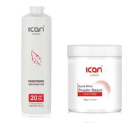 ICAN LONDON PROFESSIONAL CREAM PEROXIDE 20 VOL 6% 1000 ML + WHITE POWDER BLEACH (JAR)500 G SET