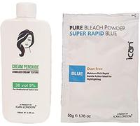 ICAN LONDON PROFESSIONAL CREAM PEROXIDE 30 VOL 9% 100 ML + RAPID BLUE POWDER BLEACH 50 G SET