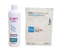 ICAN LONDON PROFESSIONAL CREAM PEROXIDE 30 VOL 9% 250 ML + RAPID BLUE POWDER BLEACH 80 G SET