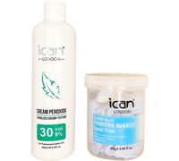 ICAN LONDON PROFESSIONAL CREAM PEROXIDE 30 VOL 9% 250 ML + RAPID BLUE POWDER BLEACH (JAR)80 G SET