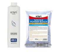 ICAN LONDON PROFESSIONAL CREAM PEROXIDE 40 VOL 12% 1000 ML + DUST FREE BLUE POWDER BLEACH 500 G SET