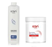 ICAN LONDON PROFESSIONAL CREAM PEROXIDE 40 VOL 12% 1000 ML + WHITE POWDER BLEACH (JAR)500 G SET