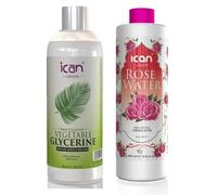 ican London Pure Vegetable Glycerine 500ml + Hydrating Pure Rose Water 500ml Combo Pack