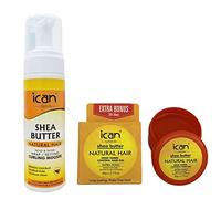 ican London Shea Butter Wrap Set Mousse For Soft Curls,Smooth Hold & Shine 207ml + ican London Shea Butter Edge Control Hair Gel Extra Hold 80g Combo Pack
