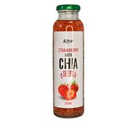 iCan Products Rita Chia Seed Drink 315ml Glass Bottles x24 - Single Flavour Box Mango, Passionfruit, Peach, Strawberry or Cherry with Chia Seed Jelly Pieces (Strawberry)