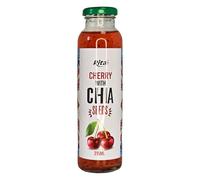 iCan Products Rita Chia Seed Drink 315ml Glass Bottles x24 - Single Flavour Box Mango, Passionfruit, Peach, Strawberry or Cherry with Chia Seed Jelly Pieces (Cherry)