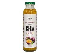 iCan Products Rita Chia Seed Drink 315ml Glass Bottles x24 - Single Flavour Box Mango, Passionfruit, Peach, Strawberry or Cherry with Chia Seed Jelly Pieces (Passion Fruit)
