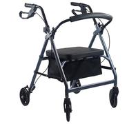 iCAN R-24 Ultra Lightweight Folding Rollator - Aluminium 4-Wheel Walking Aid with Padded Seat, Backrest & Adjustable Handles - Indoor & Outdoor Mobility Walker