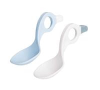 ICan Spoon, Set of 2 - Baby Spoons, Children's Spoons | Learning to Eat Cutlery for Baby LED Weaning and Additional Food Introduction (White/Light Blue)