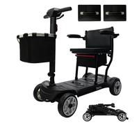 iCAN X-03 Collapsible Folding Mobility Scooter, Dual 6.6ah Removable Lithium Battery, 15 Miles Range, 18.5kg Lightweight, Triple Storage Design, Compact Travel Scooter, 125kg Max Load (Black)