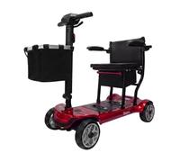 iCAN X-03 Collapsible Folding Mobility Scooter, Dual 6.6ah Removable Lithium Battery, 15 Miles Range, 18.5kg Lightweight, Triple Storage Design, Compact Travel Scooter, 125kg Max Load (Red)