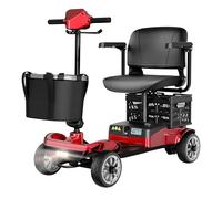 iCAN X-05 2026 Model Portable Mobility Scooter, 135 Kg Capacity, 13.75 Mile Long Range, Front & Rear Removable Battery, LED Headlight, Removable Basket, Extra Storage, Light Weight, Class 2 UK. (Red)