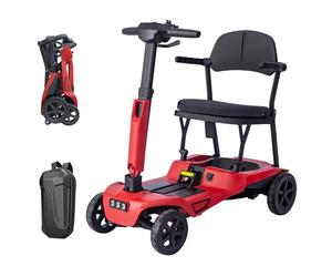 iCAN X-15 Folding Mobility Scooter 2026 Model, 10ah Removable Battery, 10 Miles Range, 18kg Lightweight, Canvas Bag, LCD Display, Compact Travel Scooter for Senior, UK Class 2 (Red)