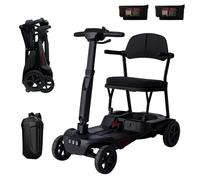 iCAN X-15 Folding Mobility Scooter 2026 Model, Dual Removable Lithium Battery, 15 Miles Range, 18kg Lightweight, Canvas Bag, LCD Display, Compact Travel Scooter for Senior, UK Class 2 (Black)