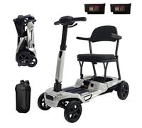 iCAN X-15 Folding Mobility Scooter 2026 Model, Dual Removable Lithium Battery, 15 Miles Range, 18kg Lightweight, Canvas Bag, LCD Display, Compact Travel Scooter for Senior, UK Class 2 (Silver)