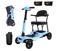 iCAN X-15 Folding Mobility Scooter 2026 Model, Dual Removable Lithium Battery, 15 Miles Range, 18kg Lightweight, Canvas Bag, LCD Display, Compact Travel Scooter for Senior, UK Class 2 (Blue)