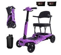iCAN X-15 Folding Mobility Scooter 2026 Model, Dual Removable Lithium Battery, 15 Miles Range, 18kg Lightweight, Canvas Bag, LCD Display, Compact Travel Scooter for Senior, UK Class 2 (Purple)