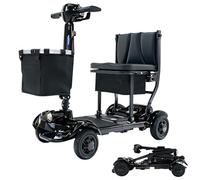 iCAN X-17 Collapsible Folding Mobility Scooter 2026 Model, 10ah Removable Lithium Battery, 10 Miles Range, 17kg Lightweight, Dual Storage Bag, Compact Travel Scooter for Senior, UK Class 2 (Black)