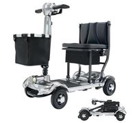 iCAN X-17 Collapsible Folding Mobility Scooter 2026 Model, 10ah Removable Lithium Battery, 10 Miles Range, 17kg Lightweight, Dual Storage Bag, Compact Travel Scooter for Senior, UK Class 2 (Silver)