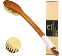 ICANdOIT-17.71Inch Natural Stiff Sisal Bristles Anti-Slip Long Handle Bath Brush,Bent Handle Shower Scrubber for Exfoliating,Shower Back Brush(No Pumice)