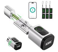 iCare Smart Lock, Biometric, Silver, 30/30.45/45mm, 5 Unlock Methods, App, Fingerprint, RFID, Key, Home, Office
