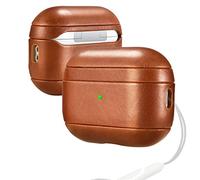 ICARER AirPods Pro 2 2022 Leather Case Genuine Leather Case Shockproof Protective Slim Lightweight Genuine Leather Case for Apple AirPods Pro 2 2022 Case (Brown)