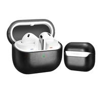 ICARER Earphone case for Samsung Buds 3/ Buds 3 Pro, Genuine Leather Case with Led Light Visible Compatible for Samsung Buds 3/3 Pro 2025 (Black)